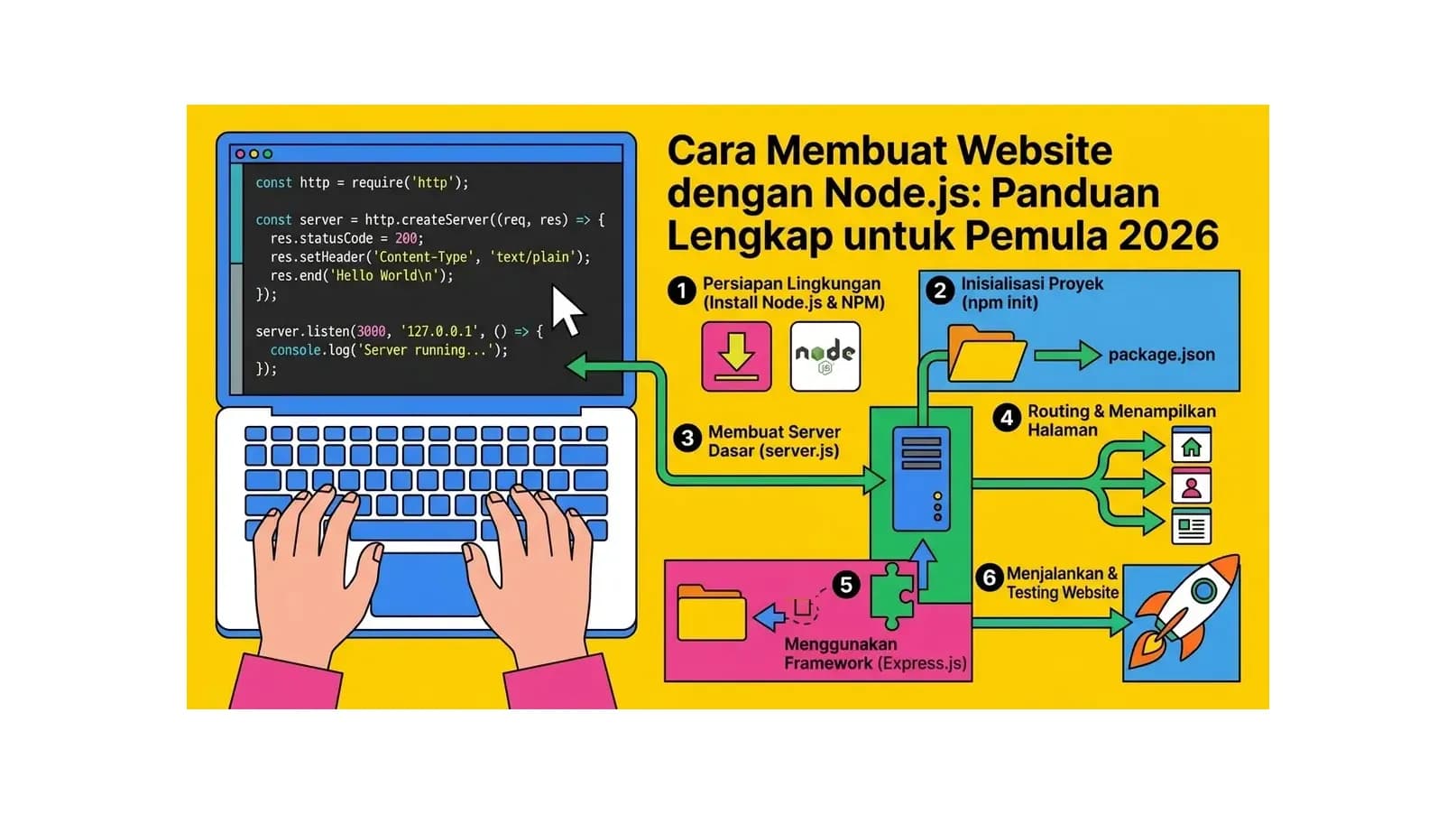 Cara Membuat Website dengan Node.js: Panduan Lengkap untuk Pemula 2026