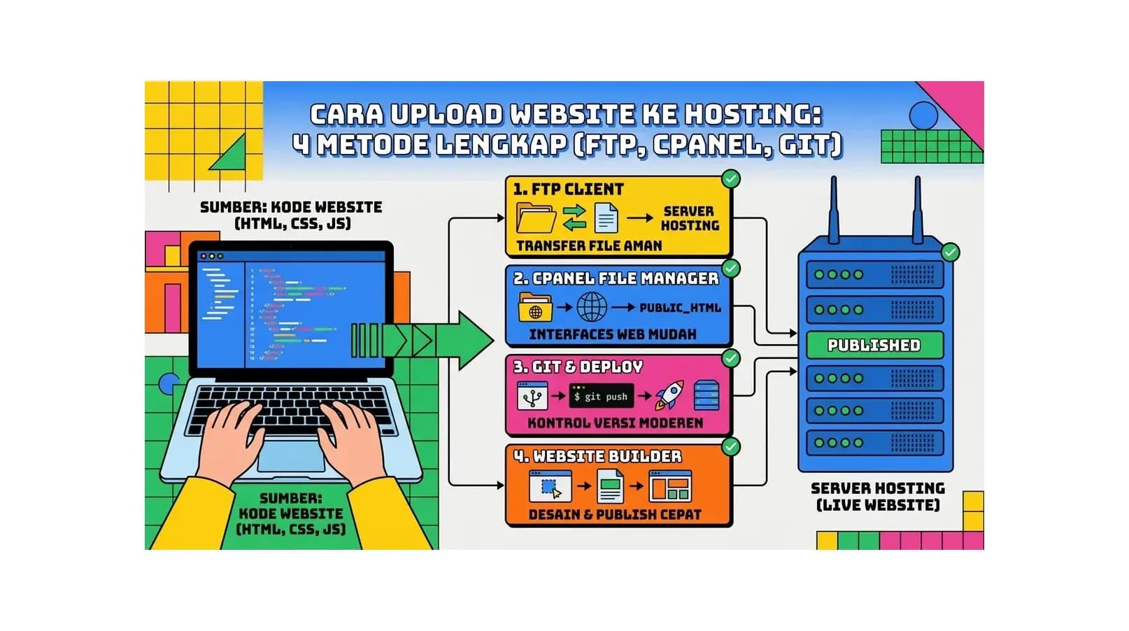 Cara Upload Website ke Hosting: 4 Metode Lengkap (FTP, cPanel, Git)