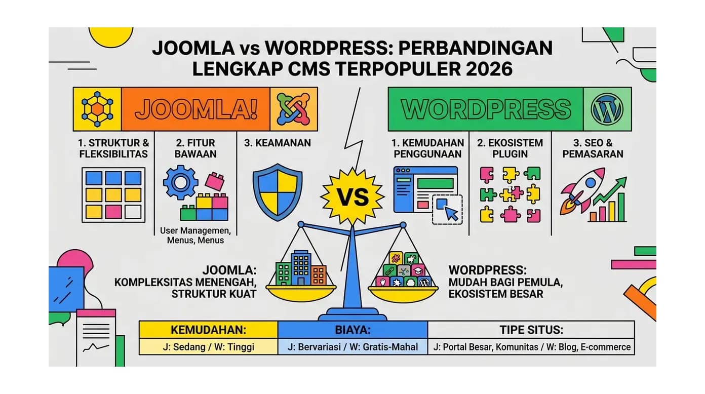 Joomla vs WordPress: Perbandingan Lengkap CMS Terpopuler 2026