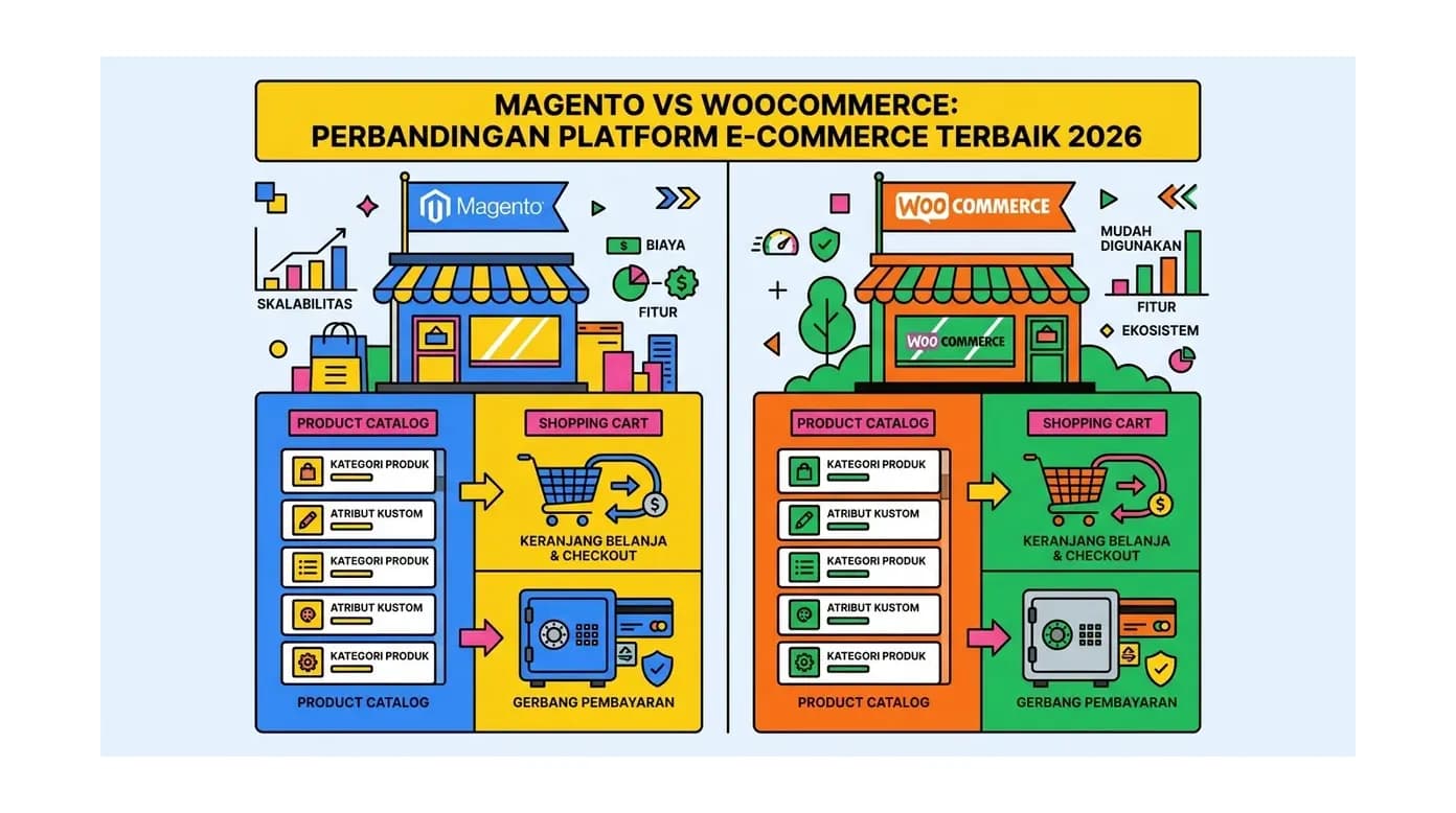 Magento vs WooCommerce: Perbandingan Platform E-Commerce Terbaik 2026
