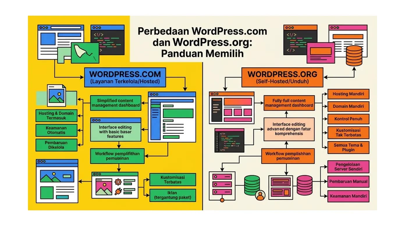 Perbedaan WordPress.com dan WordPress.org: Panduan Memilih