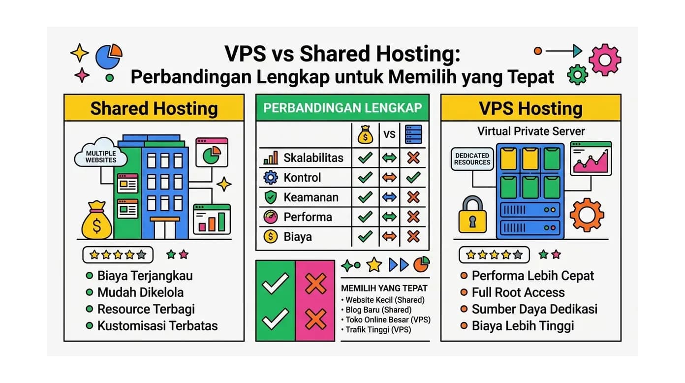 VPS vs Shared Hosting: Perbandingan Lengkap untuk Memilih yang Tepat