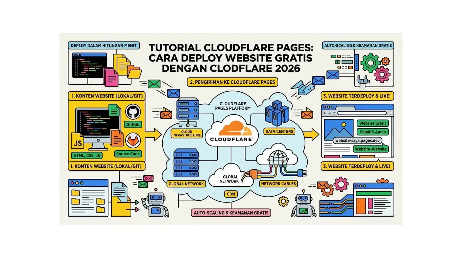 Tutorial Cloudflare Pages: Cara Deploy Website Gratis dengan Cloudflare 2026