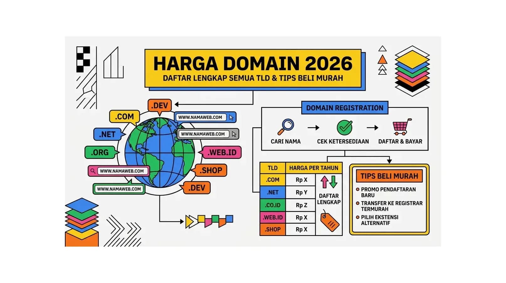 Harga Domain 2026: Daftar Lengkap TLD , .com, .id, .co.id & Lainnya
