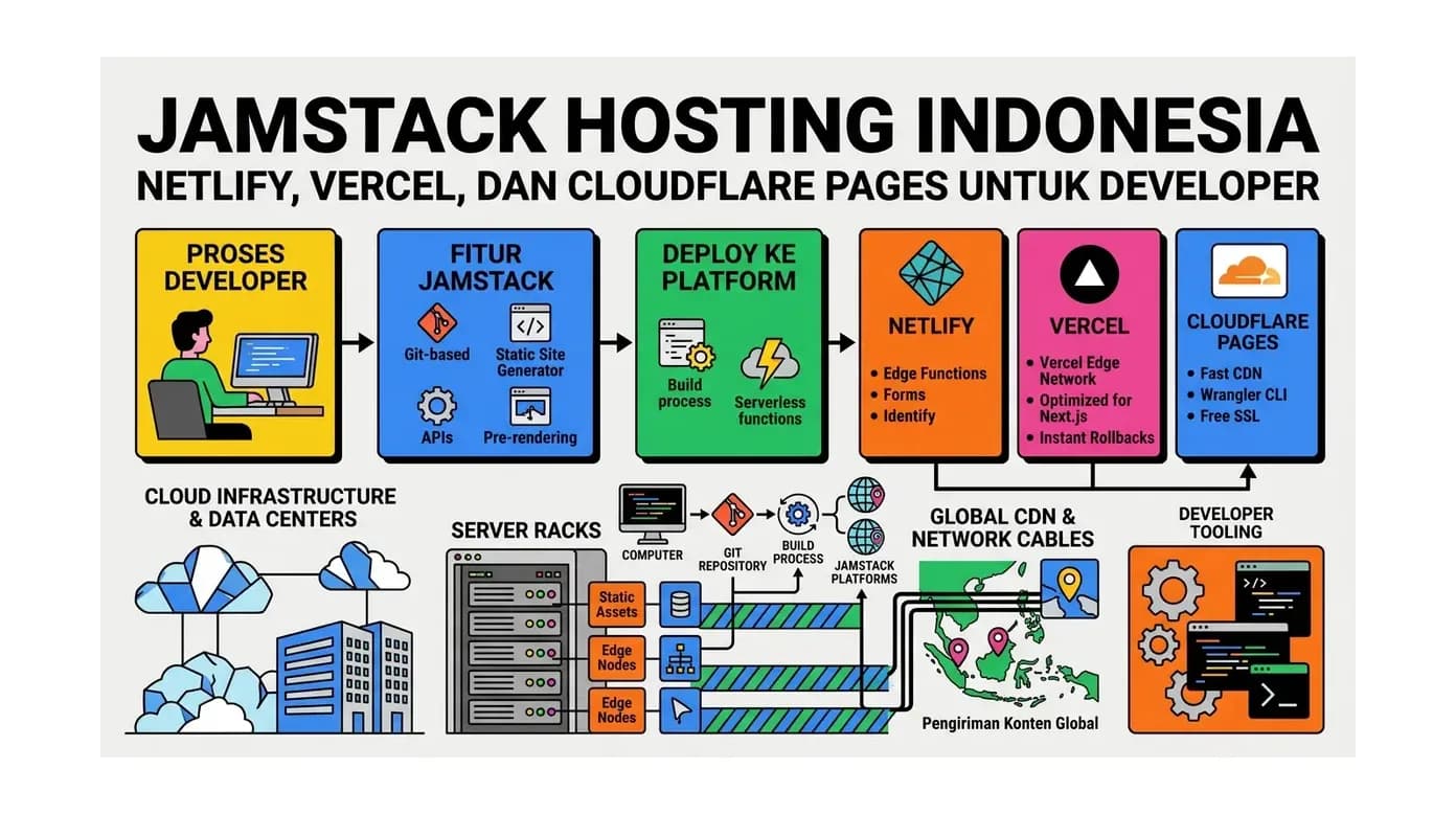JAMstack Hosting Indonesia: Netlify, Vercel, dan Cloudflare Pages untuk Developer
