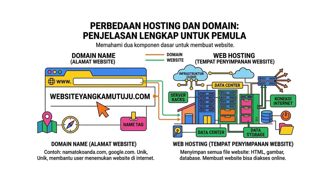 Perbedaan Hosting dan Domain: Penjelasan Lengkap untuk Pemula