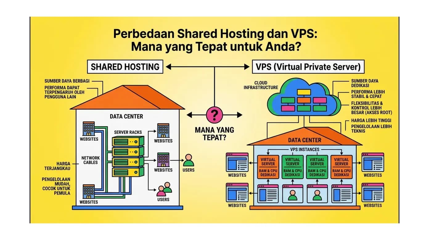 Perbedaan Shared Hosting dan VPS: Mana yang Tepat untuk Anda?