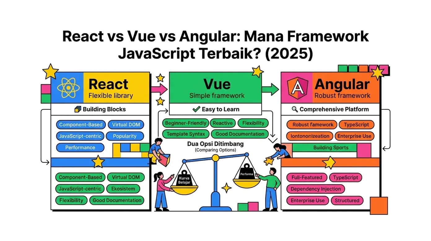 React vs Vue vs Angular: Mana Framework JavaScript Terbaik? (2026)