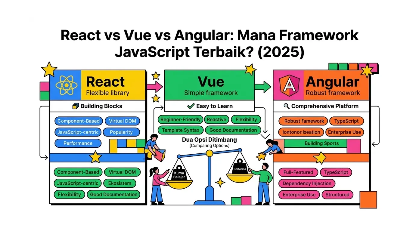 React vs Vue vs Angular: Mana Framework JavaScript Terbaik? (2026)