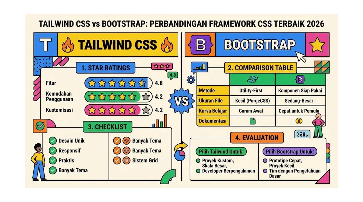 Tailwind CSS vs Bootstrap: Perbandingan Lengkap dan Kapan Memakainya