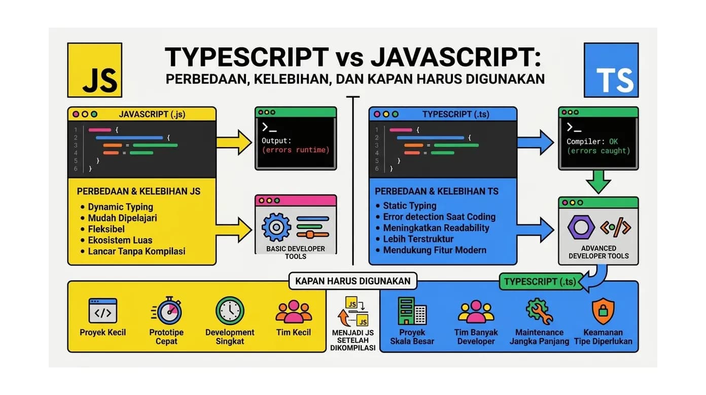 TypeScript vs JavaScript: Perbedaan, Kelebihan, dan Kapan Harus Digunakan