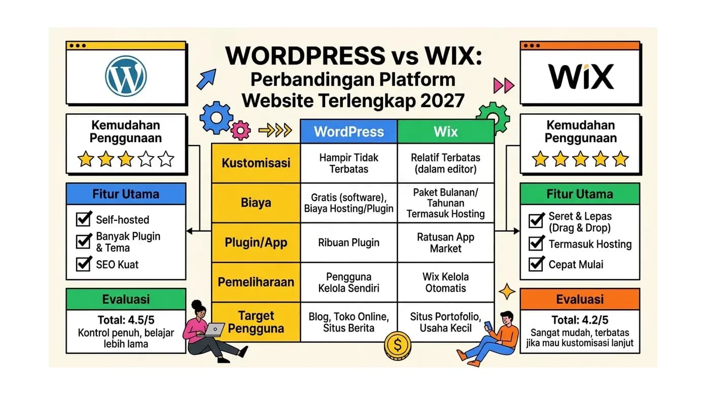 WordPress vs Wix: Perbandingan Platform Website Terlengkap 2026
