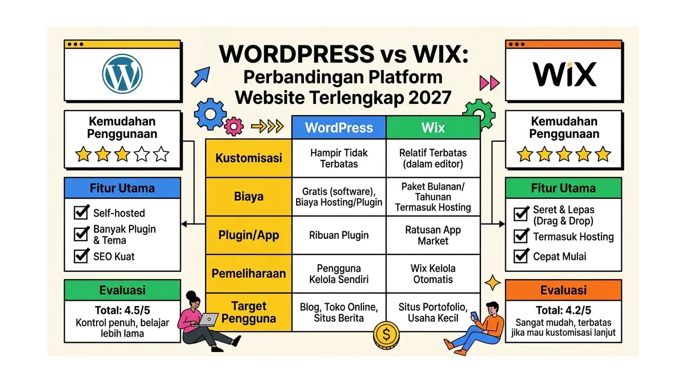 WordPress vs Wix: Perbandingan Platform Website Terlengkap 2027
