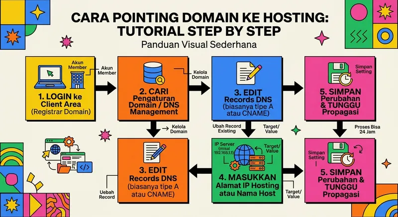 cara pointing domain ke hosting