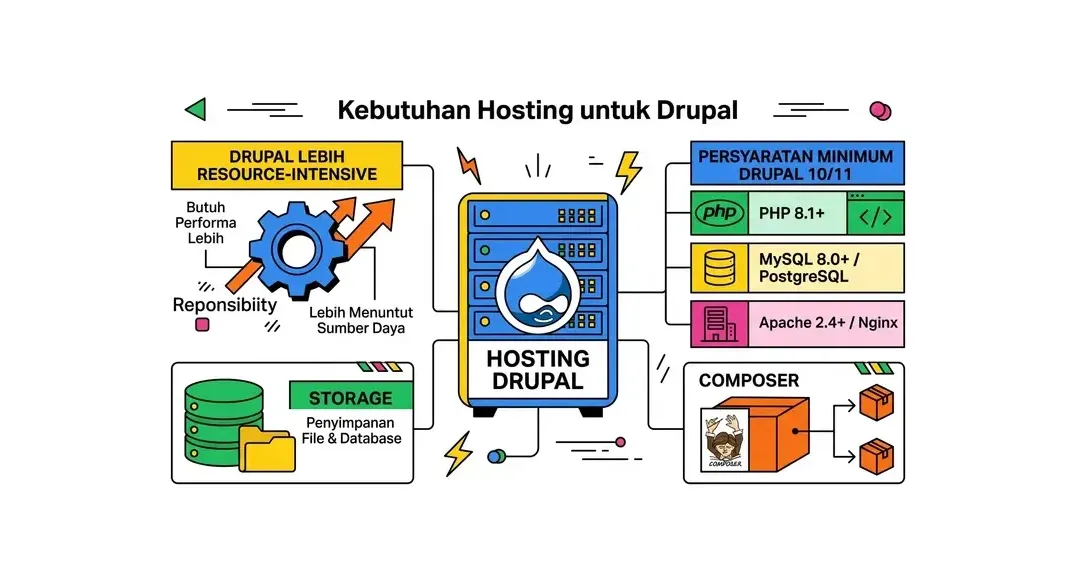 Kebutuhan server untuk Drupal CMS