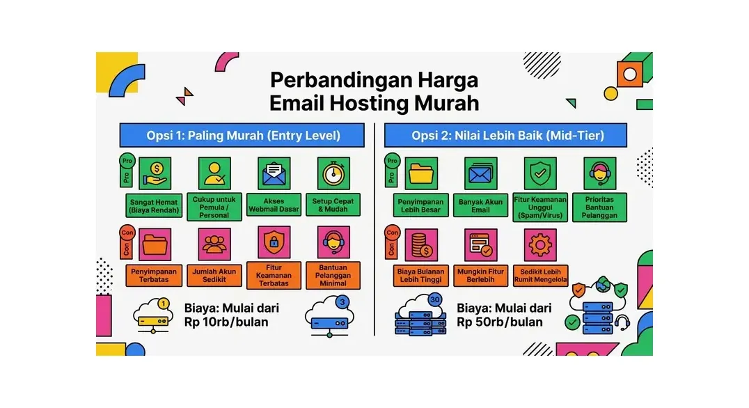 Perbandingan harga email hosting murah
