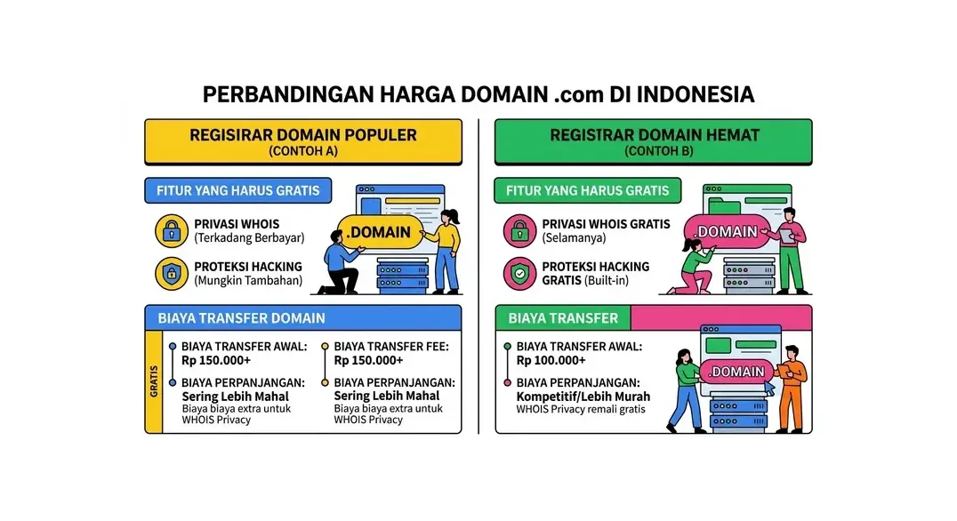 Perbandingan harga domain .com