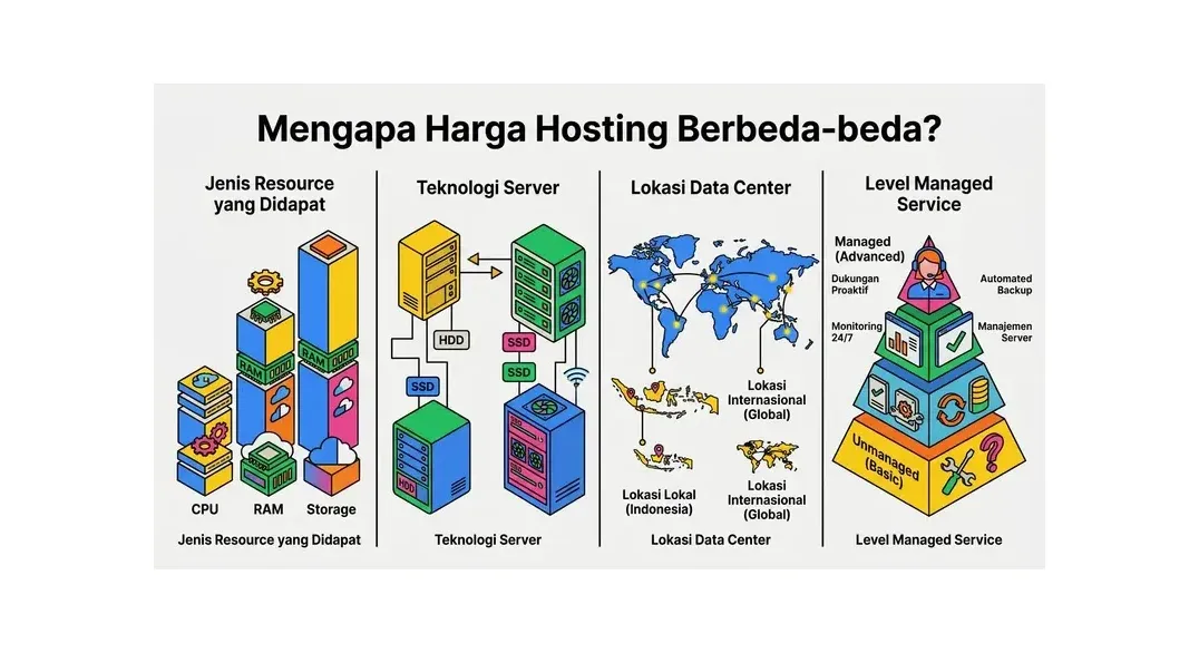 Grafik perbandingan harga hosting per bulan berbagai jenis