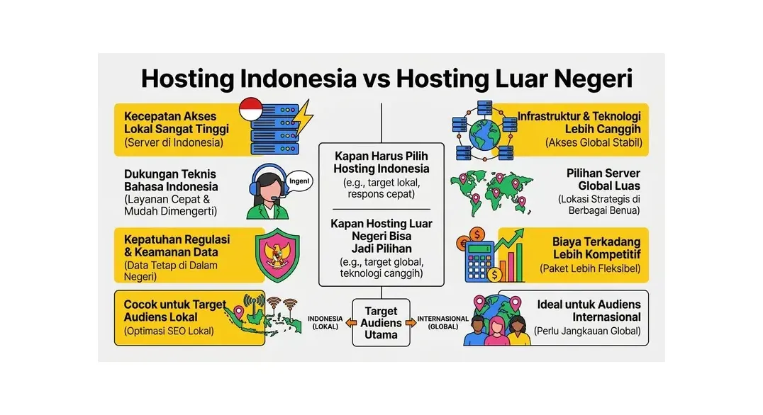 Tabel perbandingan 8 provider hosting Indonesia terbaik 2026