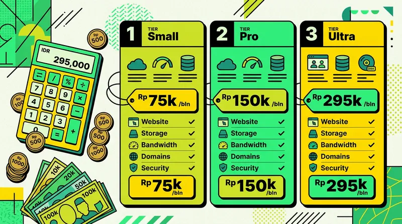 Tabel perbandingan harga hosting murah Indonesia 2026 dari berbagai provider