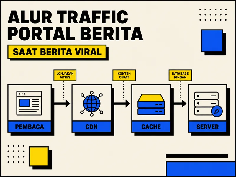 alur traffic hosting untuk portal berita saat artikel viral