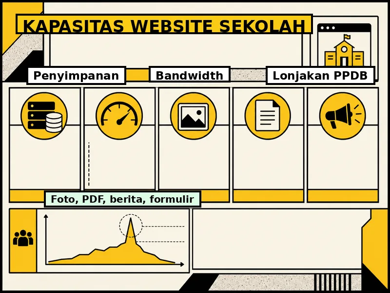 diagram kebutuhan hosting untuk website sekolah dari penyimpanan bandwidth hingga PPDB