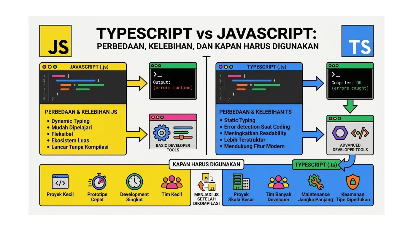 TypeScript vs JavaScript: Perbedaan, Kelebihan, dan Kapan Harus Digunakan
