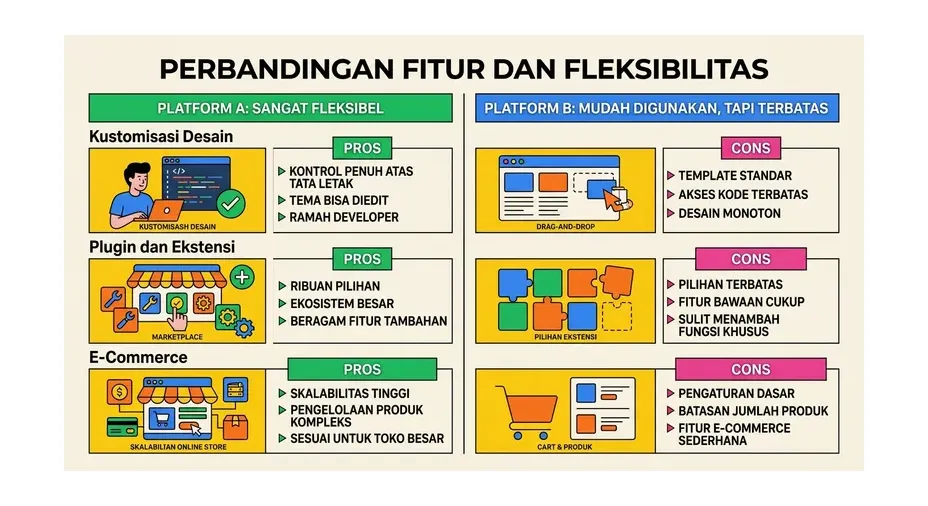 perbandingan dashboard wordpress dan wix